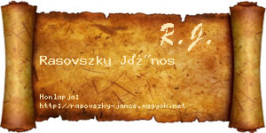 Rasovszky János névjegykártya